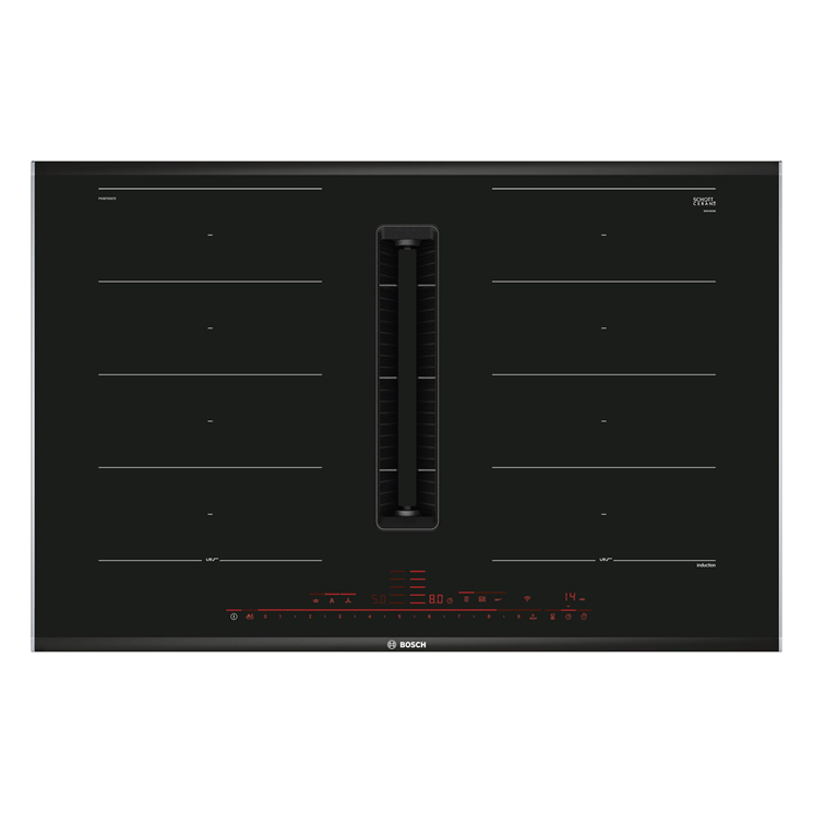 Bếp từ Bosch serie 8 PXX875D67E đa điểm 4 vùng nấu - tích hợp hút mùi